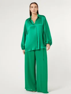 Marina Rinaldi Bluse | Camicie & Bluse*Camicia in satin VERDEBANDIERA
