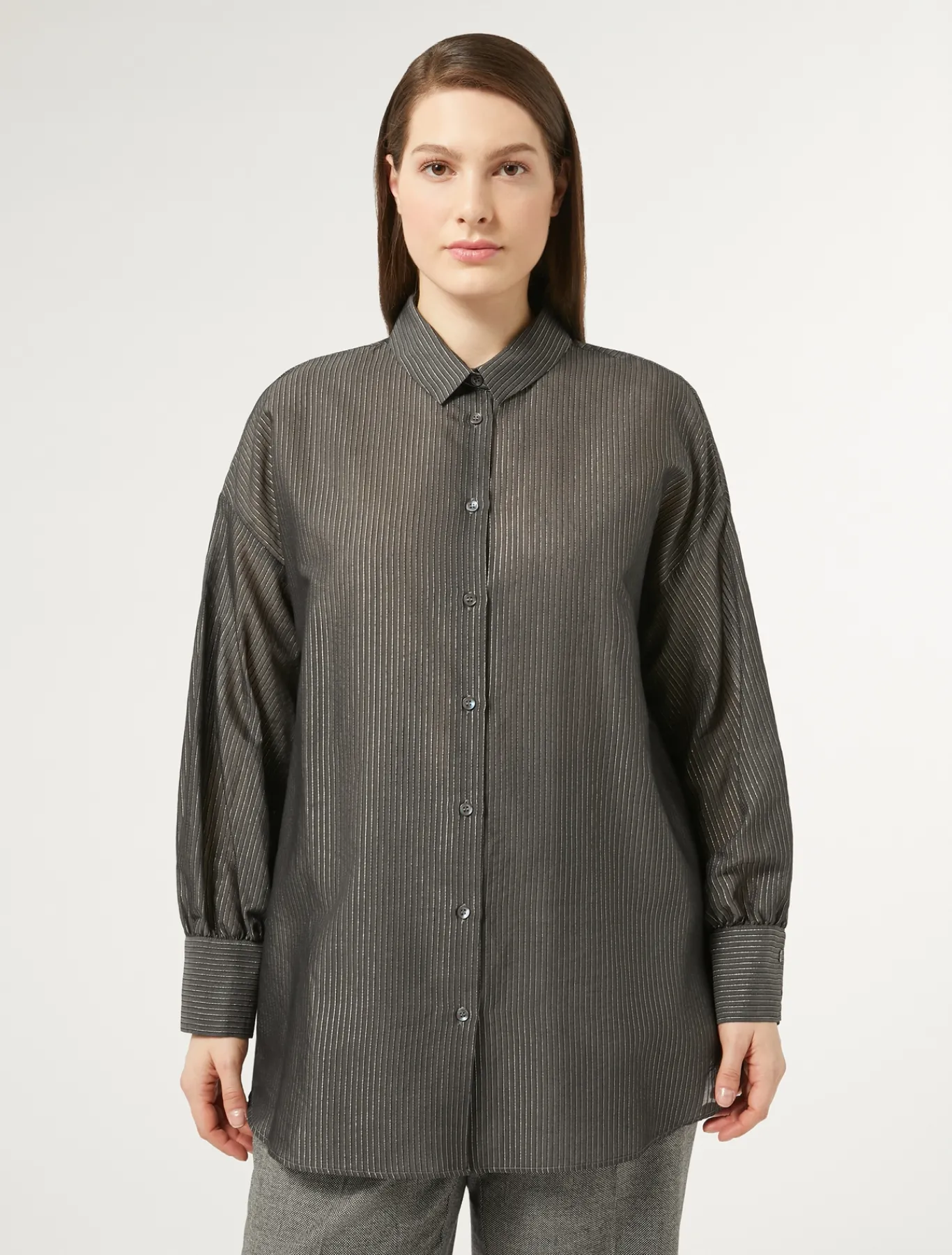 Marina Rinaldi Camicie & Bluse | Camicie & Bluse*Camicia in tela di cotone e seta GRIGIOSCURO