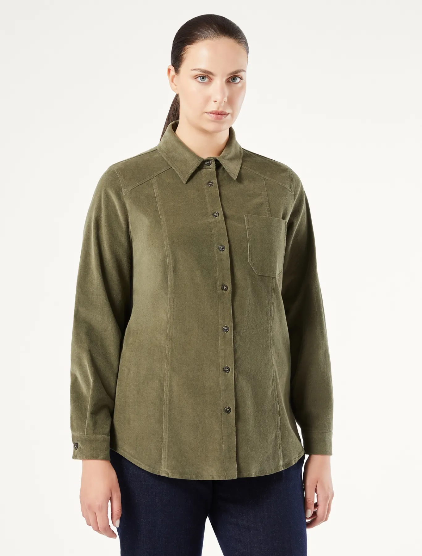 Marina Rinaldi Camicie & Bluse | Camicie & Bluse*Camicia in velluto di cotone VERDEKAKI