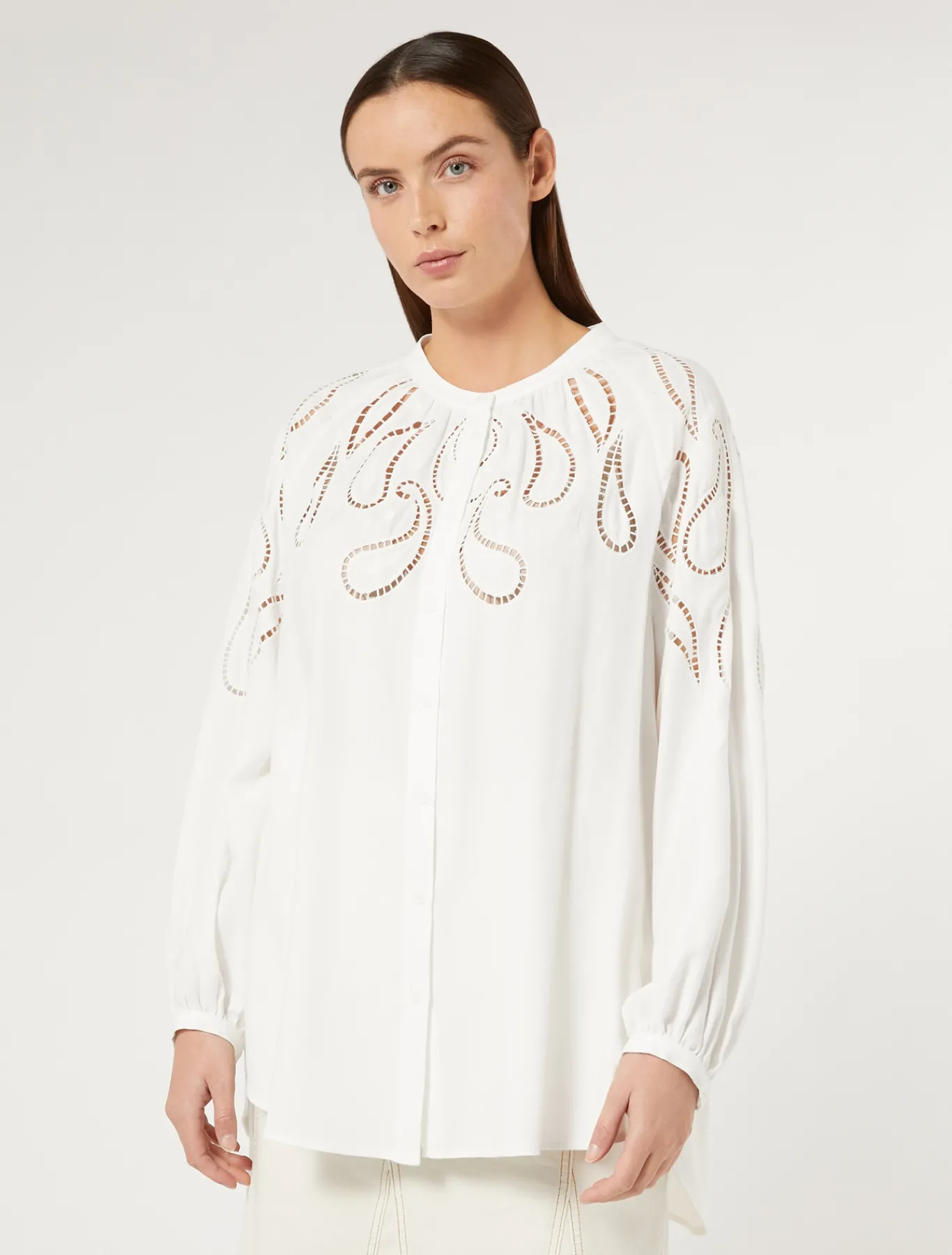 Marina Rinaldi Camicie & Bluse | Camicie & Bluse*Camicia in viscosa con ricamo BIANCO