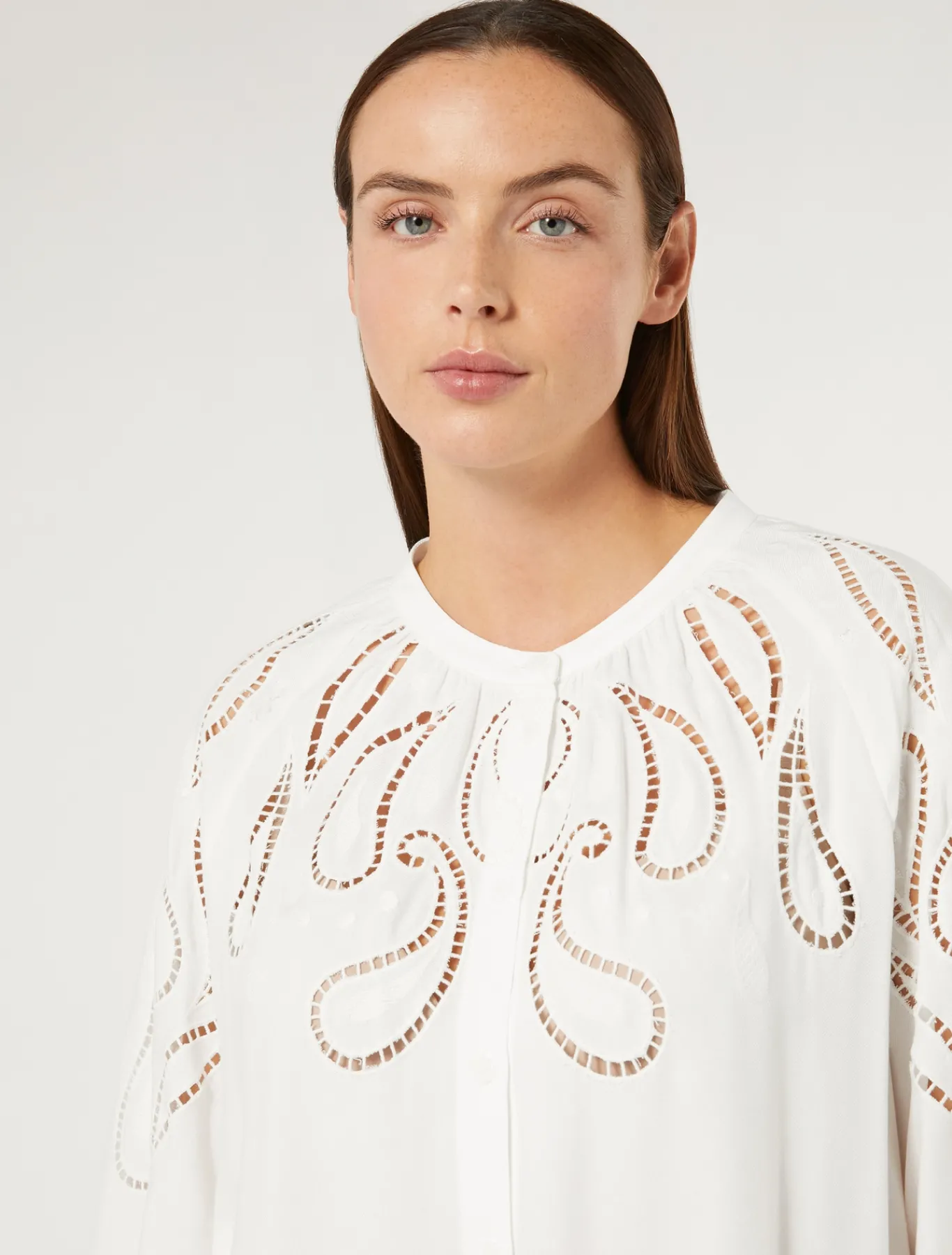 Marina Rinaldi Camicie & Bluse | Camicie & Bluse*Camicia in viscosa con ricamo BIANCO