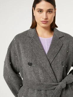Marina Rinaldi Cappotti & Trench | Cappotti & Trench*Cappotto in double di lana con ricami BIANCONERO