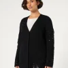 Marina Rinaldi Maglieria | Maglieria*Cardigan in cotone con ricami NERO