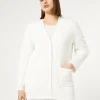 Marina Rinaldi Maglieria | Maglieria*Cardigan in cotone con ricami BIANCOOTTICO