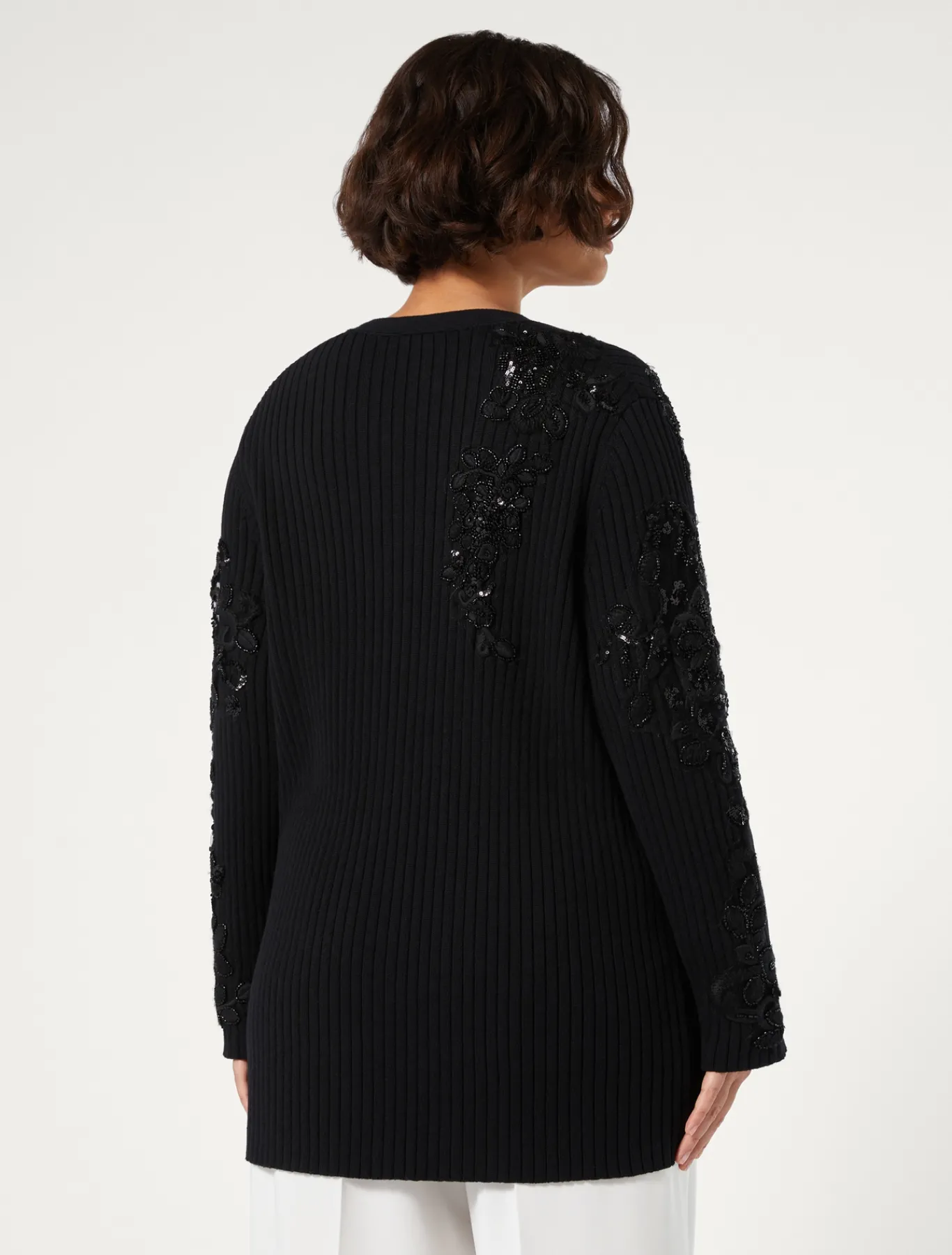 Marina Rinaldi Maglieria | Maglieria*Cardigan in cotone con ricami NERO