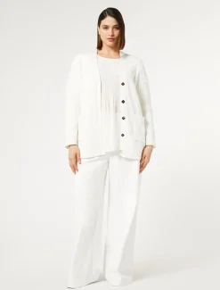 Marina Rinaldi Maglieria | Maglieria*Cardigan in cotone con ricami BIANCOOTTICO