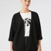 Marina Rinaldi Maglieria | Maglieria*Cardigan in cotone crêpe NERO