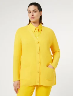 Marina Rinaldi Maglieria | Maglieria*Cardigan in cotone crêpe GIALLOSOLE