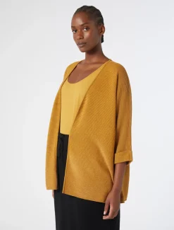 Marina Rinaldi Maglieria | Maglieria*Cardigan in cotone crêpe SENAPE