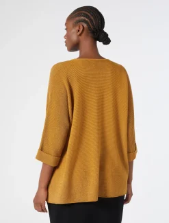 Marina Rinaldi Maglieria | Maglieria*Cardigan in cotone crêpe SENAPE