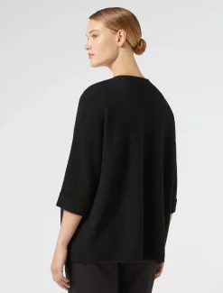 Marina Rinaldi Maglieria | Maglieria*Cardigan in cotone crêpe NERO
