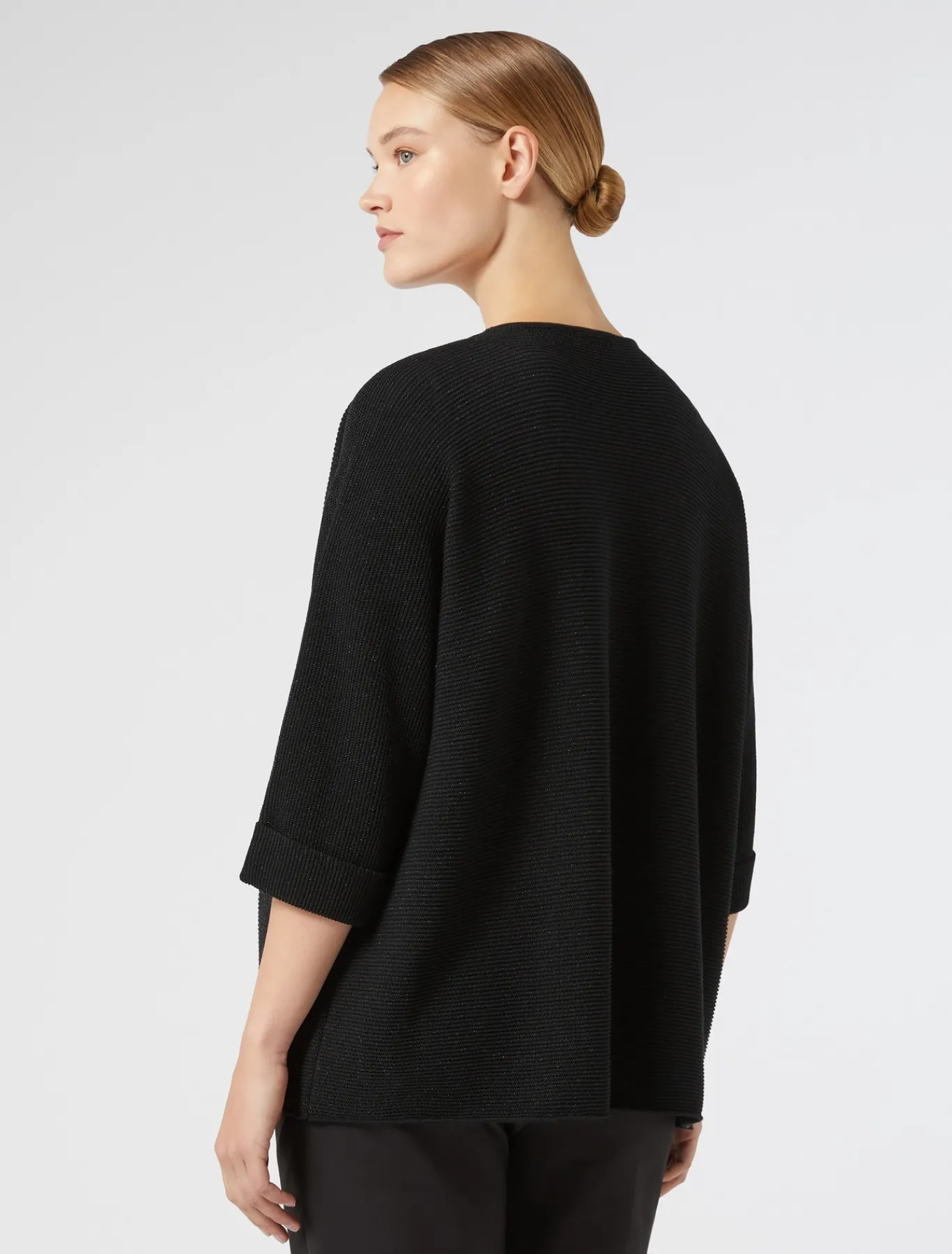Marina Rinaldi Maglieria | Maglieria*Cardigan in cotone crêpe NERO