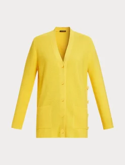 Marina Rinaldi Maglieria | Maglieria*Cardigan in cotone crêpe GIALLOSOLE