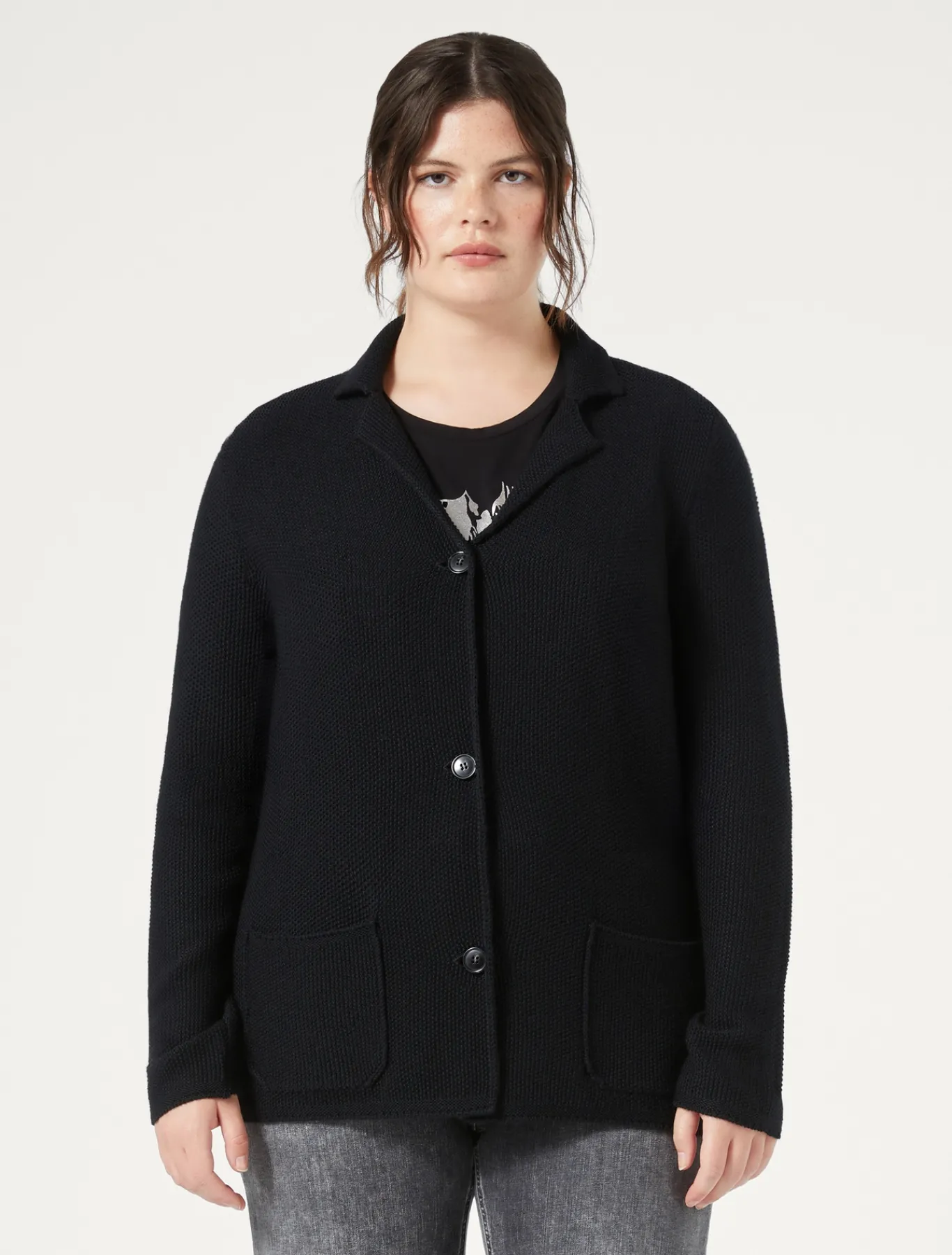 Marina Rinaldi Maglieria | Maglieria*Cardigan in filato di maglia e lana NERO