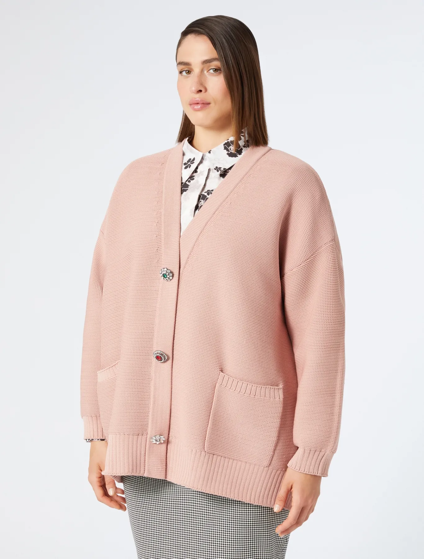 Marina Rinaldi Maglieria | Maglieria*Cardigan in filato neoprene NUDO