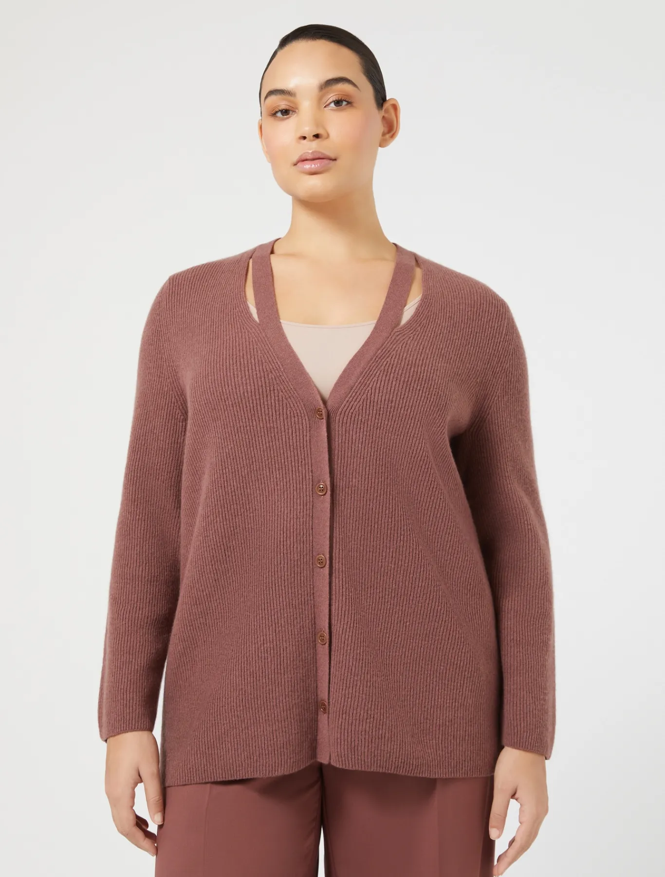Marina Rinaldi Maglieria | Maglieria*Cardigan in lana e cachemire RUGGINE