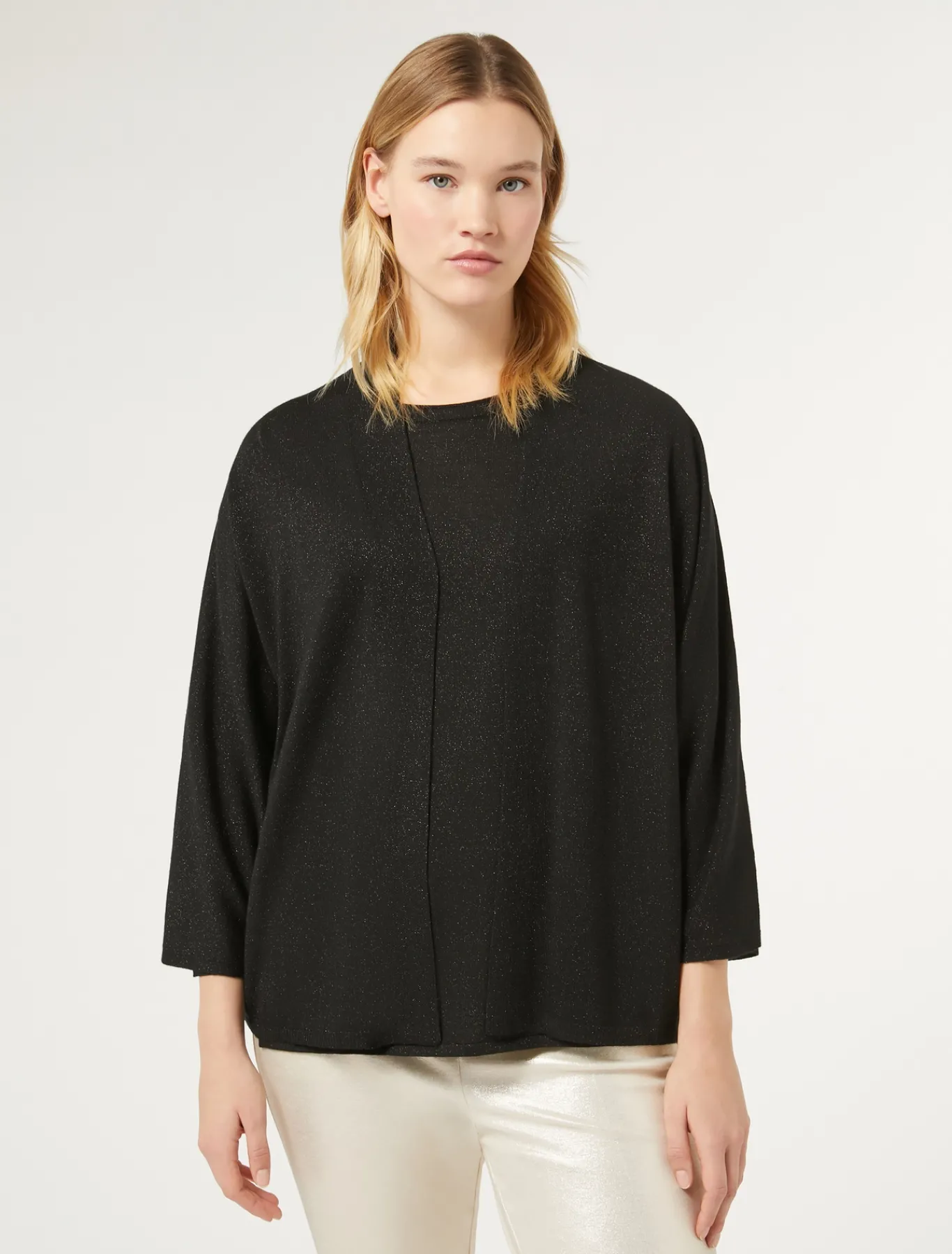 Marina Rinaldi Maglieria | Maglieria*Cardigan in lana metallizzata NERO