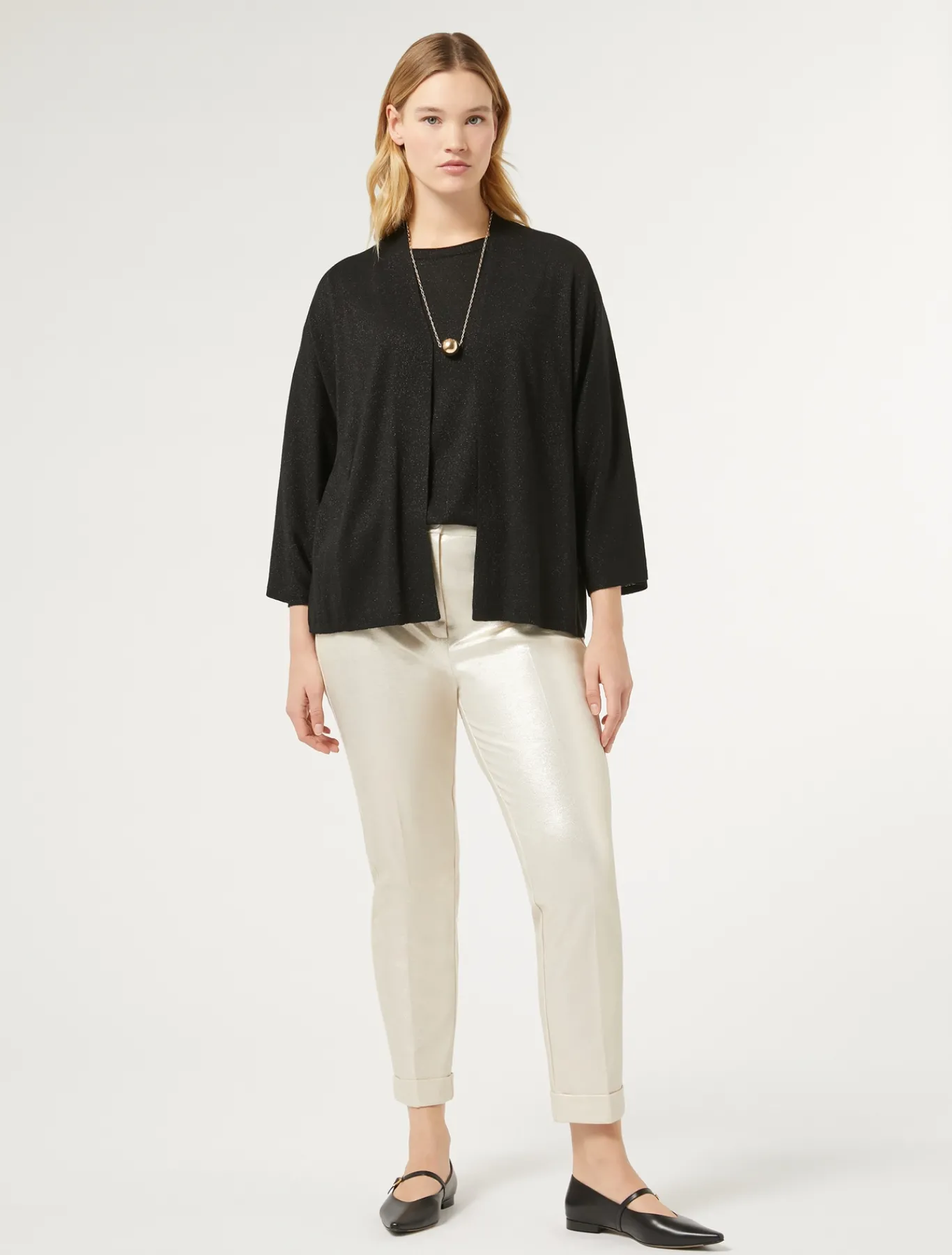 Marina Rinaldi Maglieria | Maglieria*Cardigan in lana metallizzata NERO