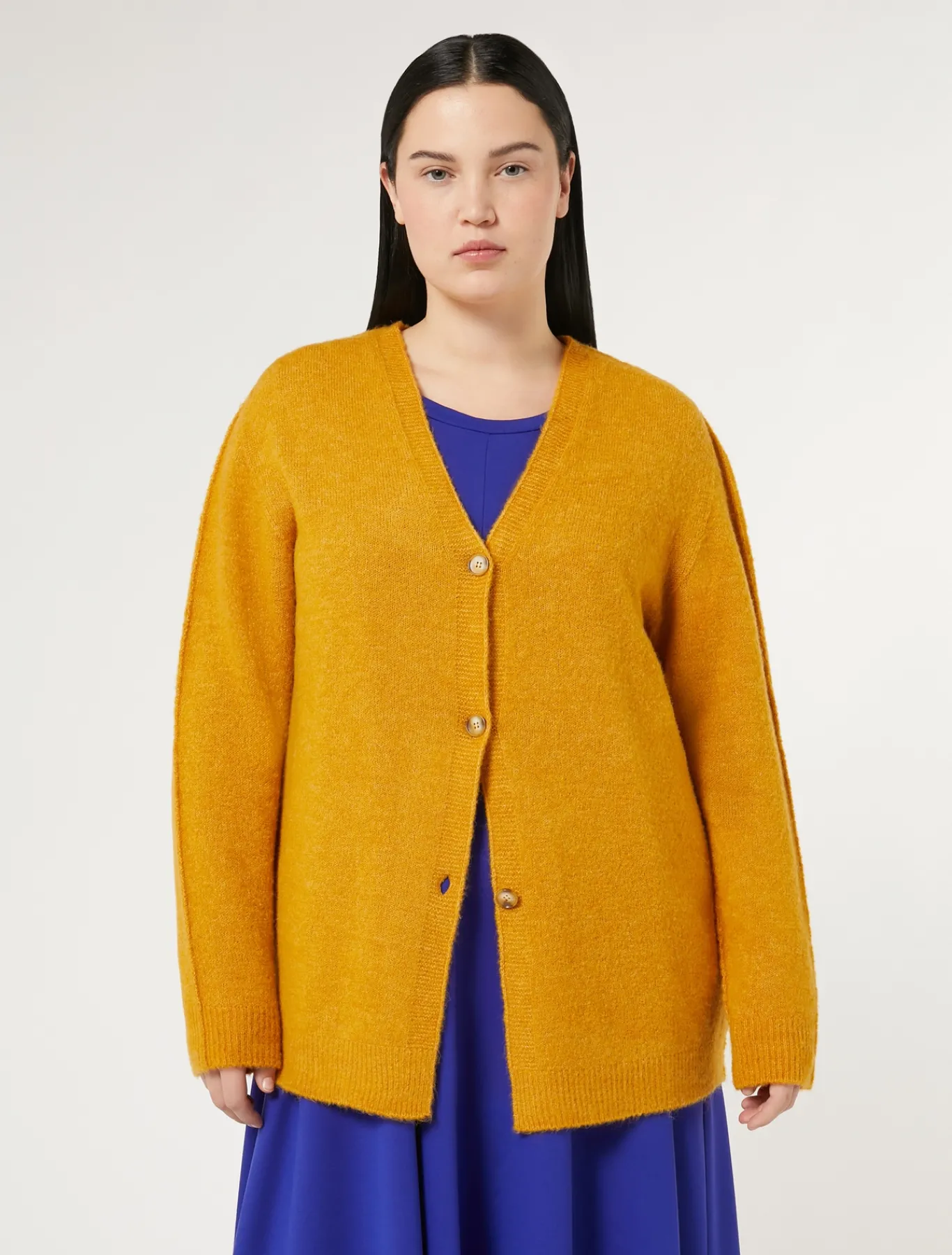 Marina Rinaldi Maglieria | Maglieria*Cardigan in lana soft SENAPE