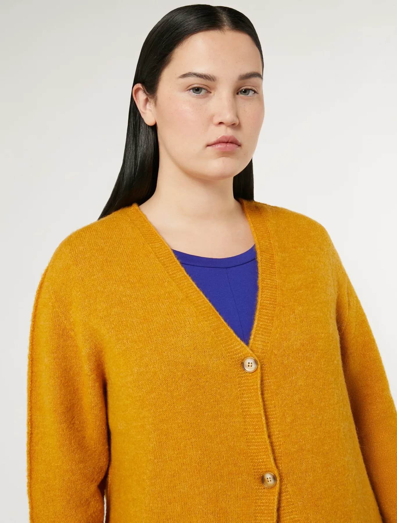 Marina Rinaldi Maglieria | Maglieria*Cardigan in lana soft SENAPE