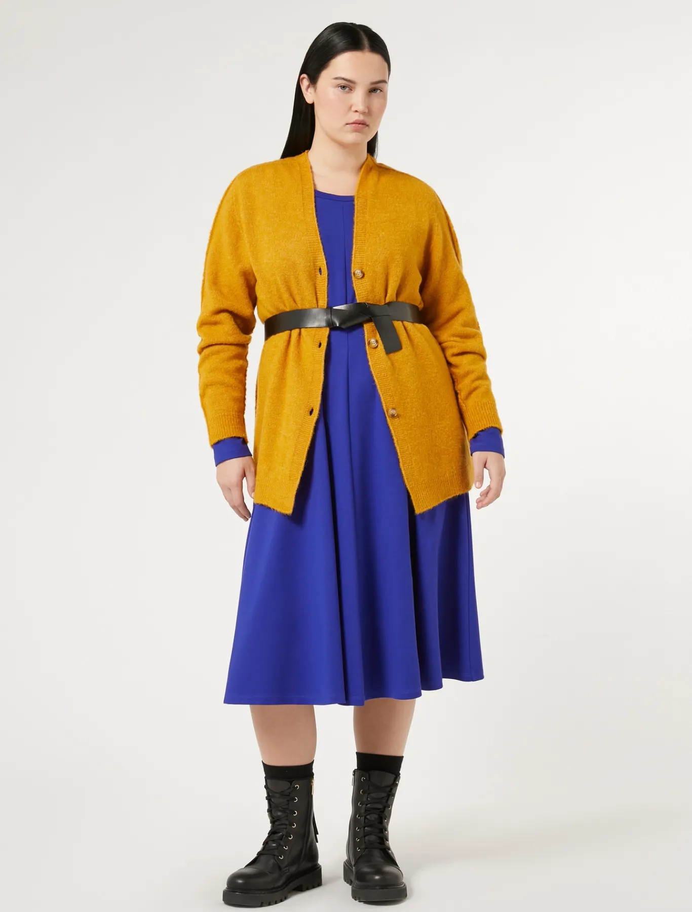 Marina Rinaldi Maglieria | Maglieria*Cardigan in lana soft SENAPE
