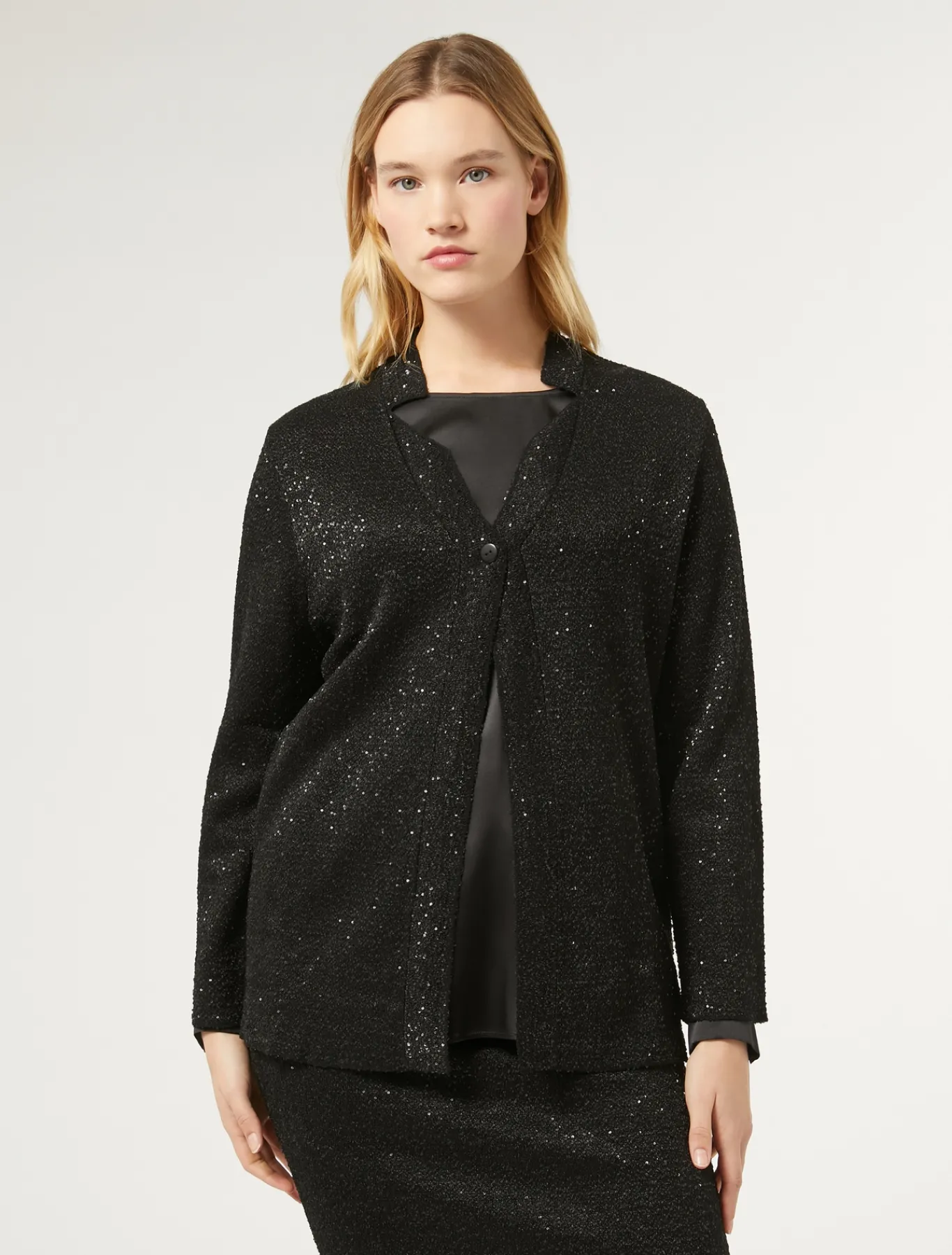 Marina Rinaldi Maglieria | Maglieria*Cardigan in maglia con paillettes NERO