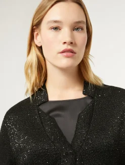Marina Rinaldi Maglieria | Maglieria*Cardigan in maglia con paillettes NERO