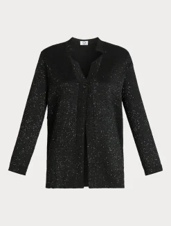 Marina Rinaldi Maglieria | Maglieria*Cardigan in maglia con paillettes NERO