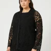 Marina Rinaldi Maglieria | Maglieria*Cardigan in maglia con ricamo NERO
