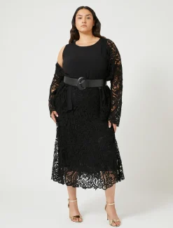 Marina Rinaldi Maglieria | Maglieria*Cardigan in maglia con ricamo NERO