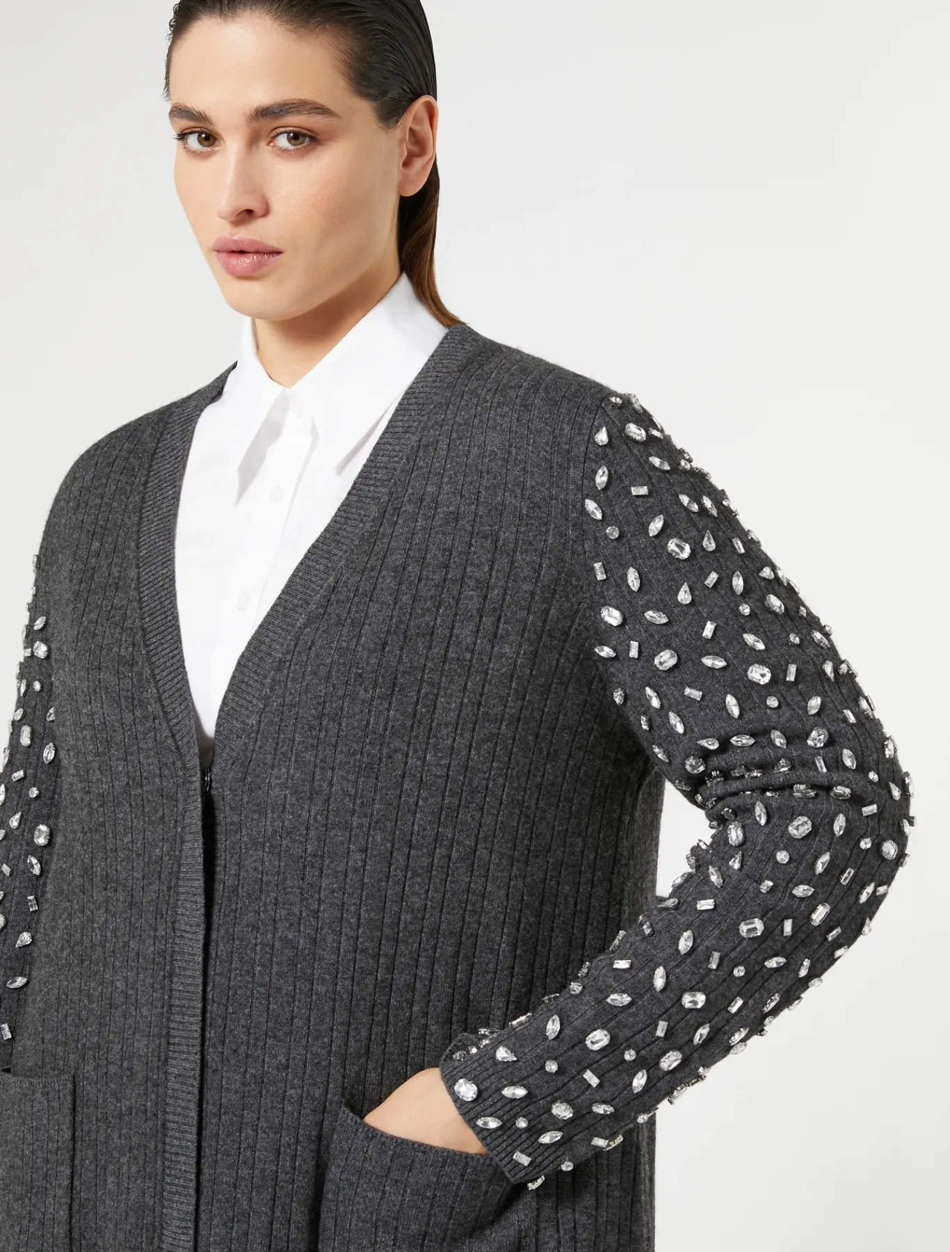 Marina Rinaldi Maglieria | Maglieria*Cardigan in misto cachemire GRIGIOSCURO