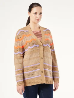 Marina Rinaldi Maglieria | Maglieria*Cardigan in misto lana NOCCIOLA