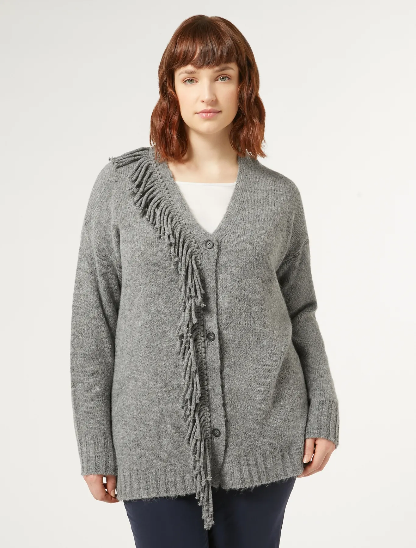 Marina Rinaldi Maglieria | Maglieria*Cardigan in misto lana GRIGIOMEDIO