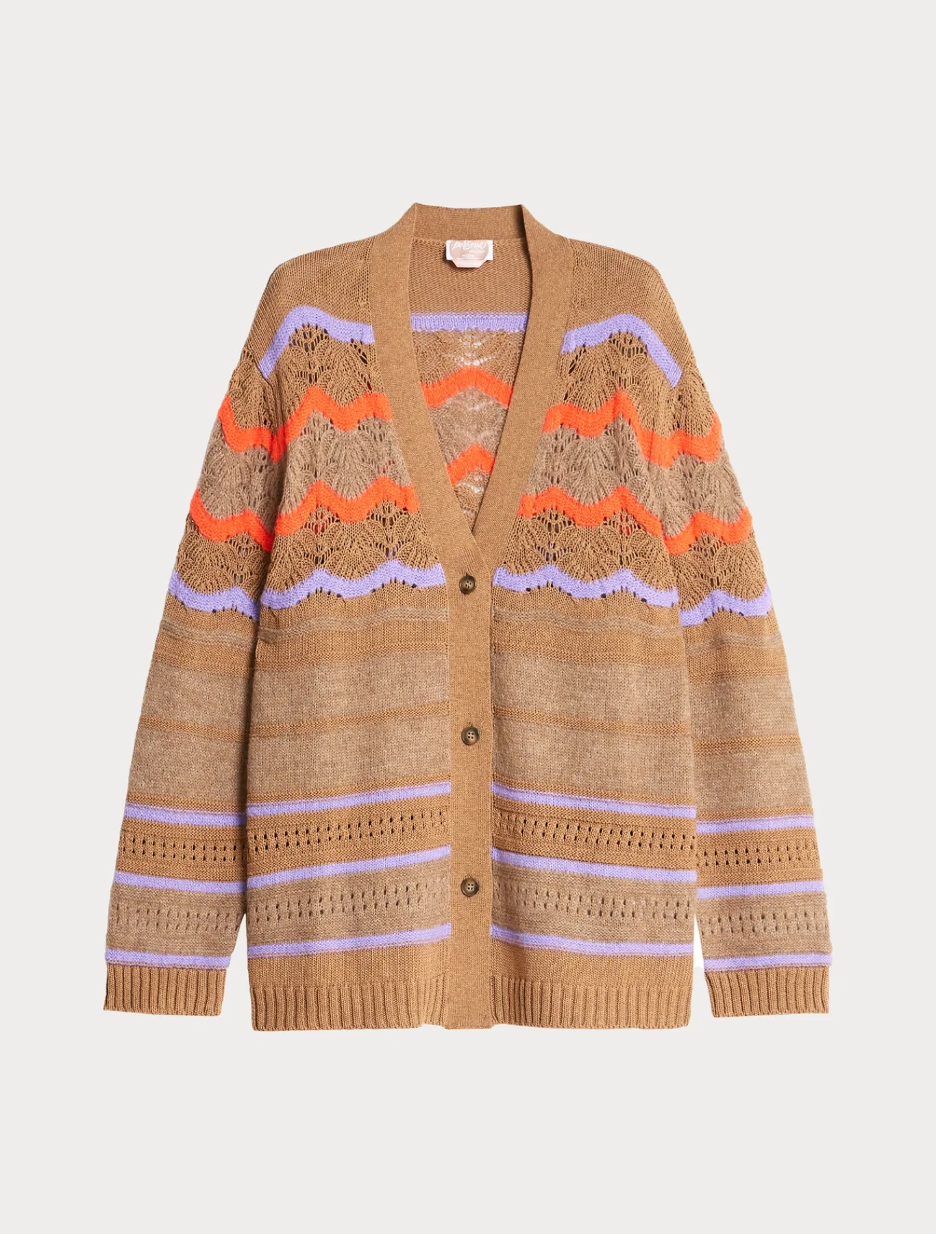 Marina Rinaldi Maglieria | Maglieria*Cardigan in misto lana NOCCIOLA