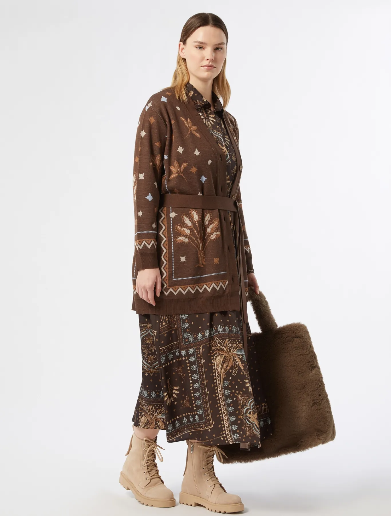 Marina Rinaldi Maglieria | Maglieria*Cardigan in misto lana MARRONE