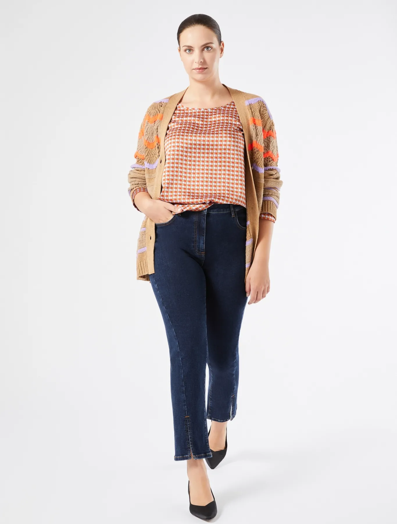 Marina Rinaldi Maglieria | Maglieria*Cardigan in misto lana NOCCIOLA