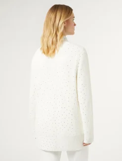 Marina Rinaldi Maglieria | Maglieria*Cardigan in misto lana con strass BIANCO