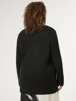 Marina Rinaldi Maglieria | Maglieria*Cardigan in misto lana con strass NERO