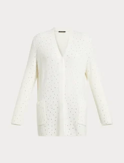 Marina Rinaldi Maglieria | Maglieria*Cardigan in misto lana con strass BIANCO