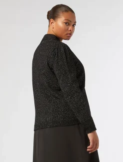 Marina Rinaldi Maglieria | Maglieria*Cardigan in misto lana e lurex NERO