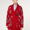 Marina Rinaldi Maglieria | Maglieria*Cardigan in misto lana jacquard ROSSO