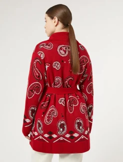 Marina Rinaldi Maglieria | Maglieria*Cardigan in misto lana jacquard ROSSO