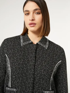 Marina Rinaldi Maglieria | Maglieria*Cardigan in viscosa jacquard NEROBIANCO