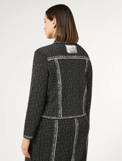 Marina Rinaldi Maglieria | Maglieria*Cardigan in viscosa jacquard NEROBIANCO