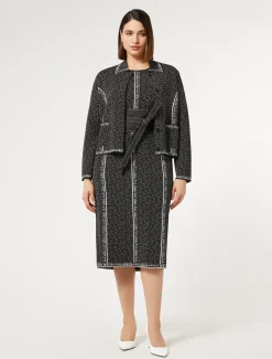 Marina Rinaldi Maglieria | Maglieria*Cardigan in viscosa jacquard NEROBIANCO