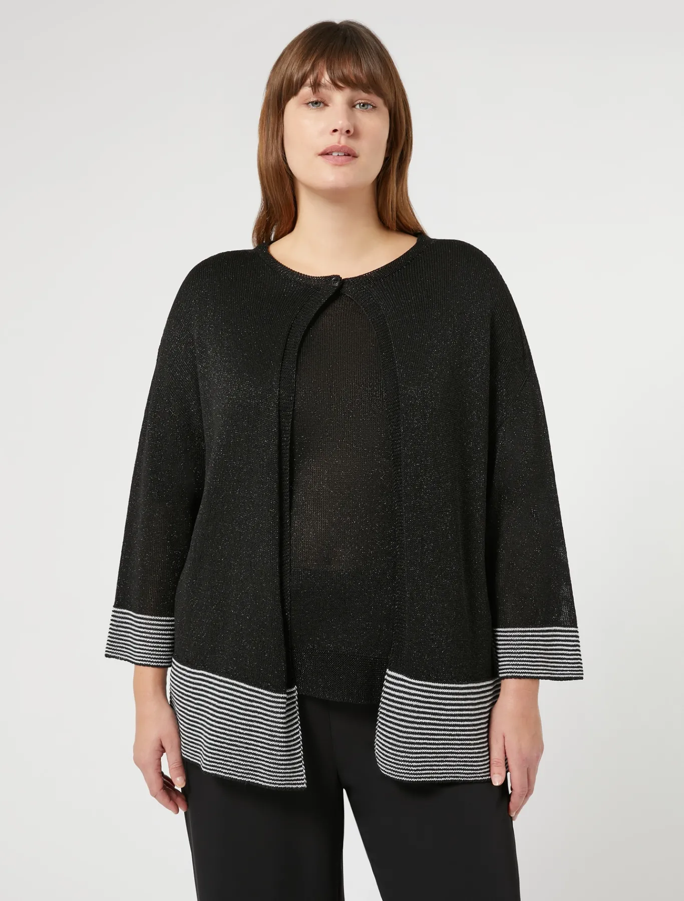 Marina Rinaldi Maglieria | Maglieria*Cardigan in viscosa lurex NERO