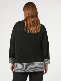 Marina Rinaldi Maglieria | Maglieria*Cardigan in viscosa lurex NERO
