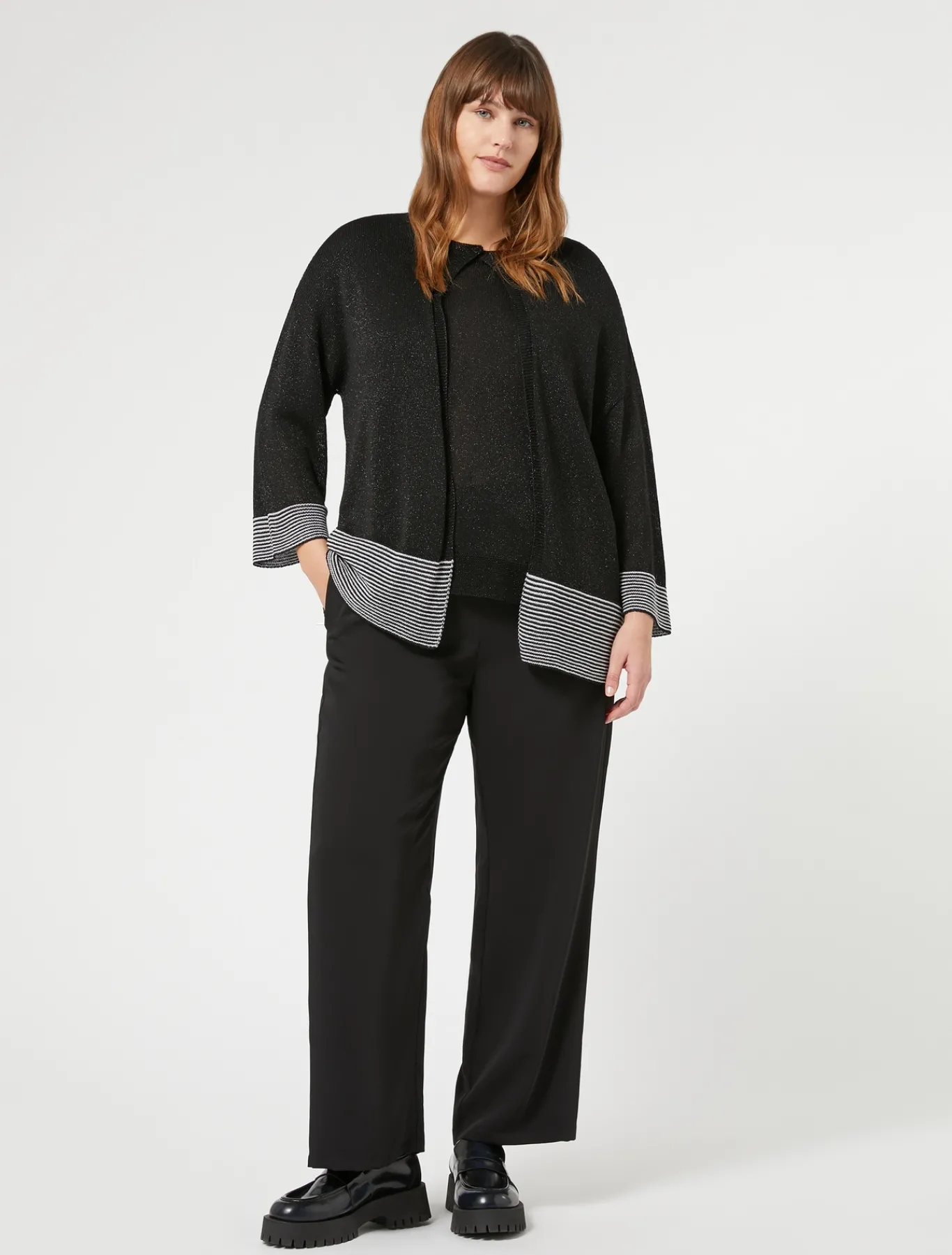 Marina Rinaldi Maglieria | Maglieria*Cardigan in viscosa lurex NERO