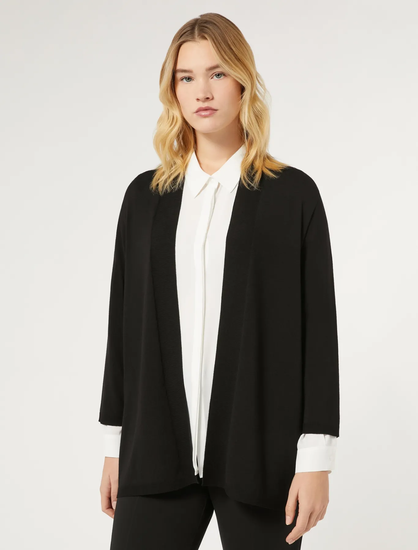 Marina Rinaldi Maglieria | Maglieria*Cardigan in viscosa stretch crêpe NERO