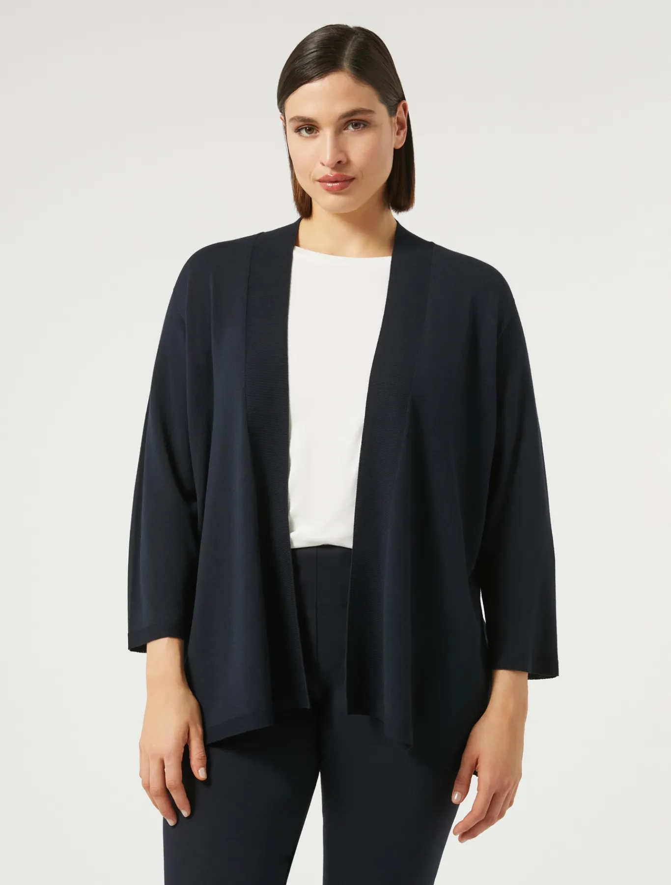 Marina Rinaldi Maglieria | Maglieria*Cardigan in viscosa stretch crêpe BLUMARINO